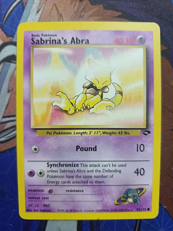 Pokemon Trading Card Game - Sabrina's Abra #93 Pokemon Gym Challenge - Vintage
