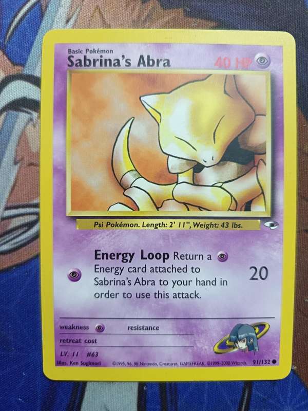 Pokemon Trading Card Game - Sabrina's Abra #91 Pokemon Gym Heroes - Vintage