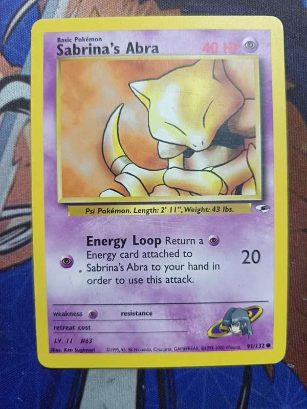 Pokemon Trading Card Game - Sabrina's Abra #91 Pokemon Gym Heroes - Vintage