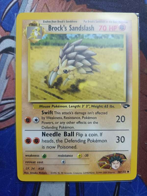 Pokemon Trading Card Game - Brock's Sandslash #36 Pokemon Gym Challenge - Vintage