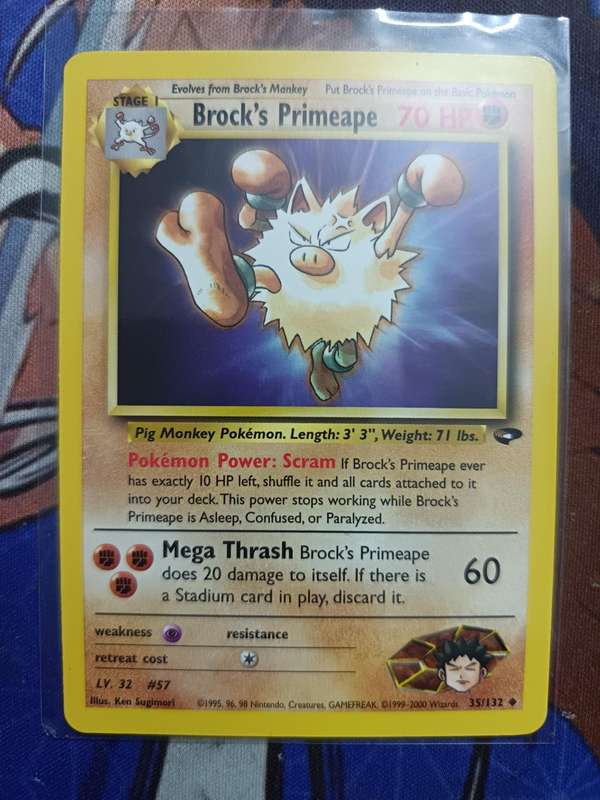 Pokemon Trading Card Game - Brock's Primeape #35 Pokemon Gym Challenge - Vintage