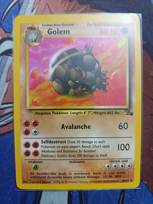 Pokemon Trading Card Game - Golem #36 Pokemon Fossil - Vintage