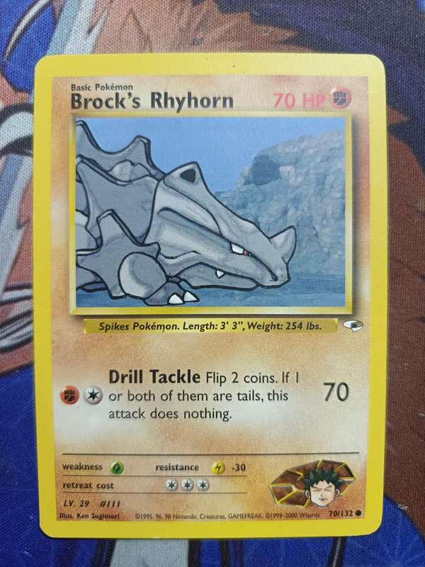 Pokemon Trading Card Game - Brock's Rhyhorn #70 Pokemon Gym Heroes - Vintage