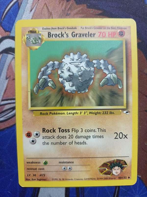 Pokemon Trading Card Game - Brock's Graveler #40 Pokemon Gym Heroes - Vintage