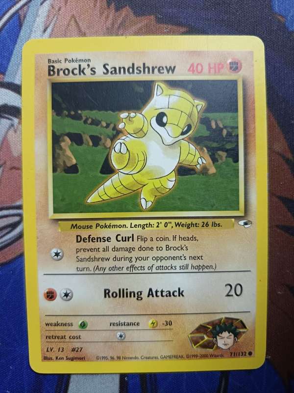 Pokemon Trading Card Game - Brock's Sandshrew #71 Pokemon Gym Heroes - Vintage