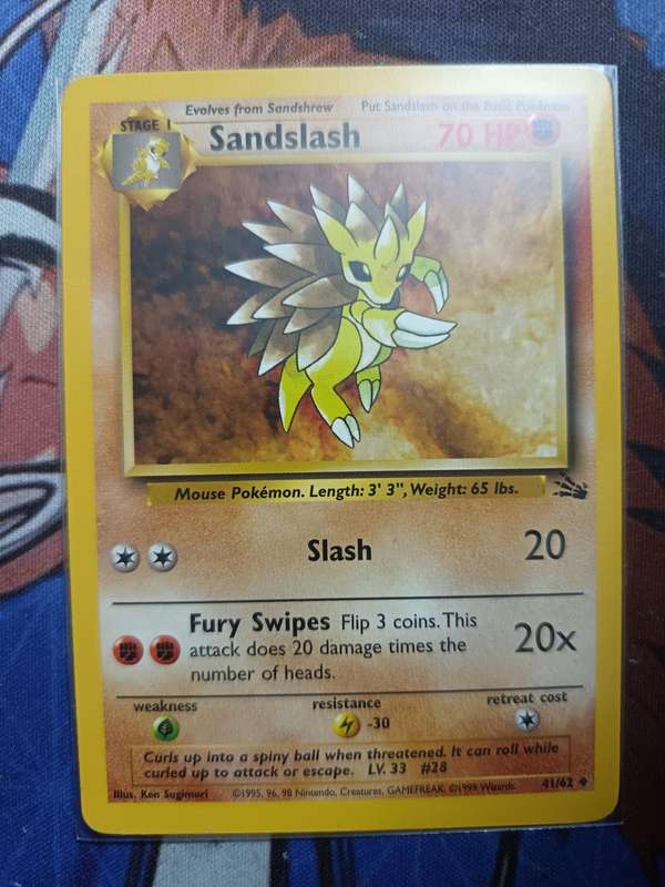 Pokemon Trading Card Game - Sandslash #41 Pokemon Fossil - Vintage