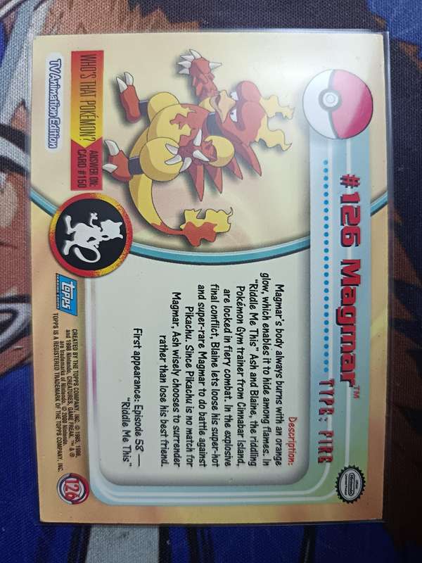 Pokemon Trading Card Game - Magmar #126 Pokemon 2000 Topps TV  - Vintage