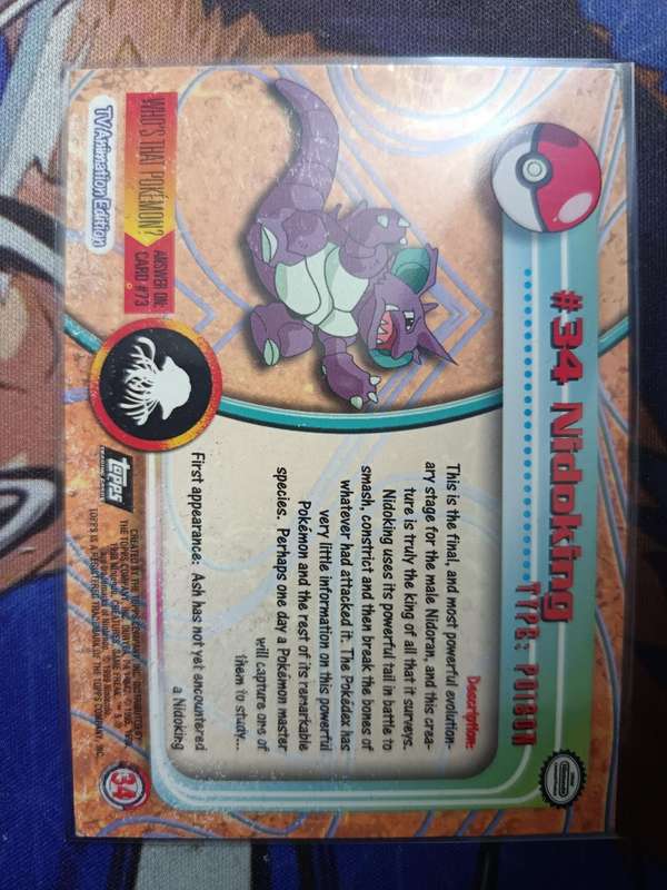 Pokemon Trading Card Game - Nidoking #34 Pokemon 1999 Topps TV  - Vintage