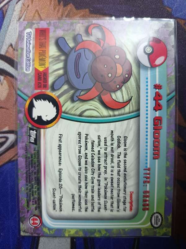 Pokemon Trading Card Game - Gloom #44 Pokemon 1999 Topps TV - Vintage