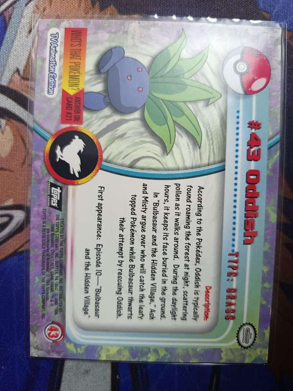 Pokemon Trading Card Game - Oddish #43 Pokemon 1999 Topps TV - Vintage