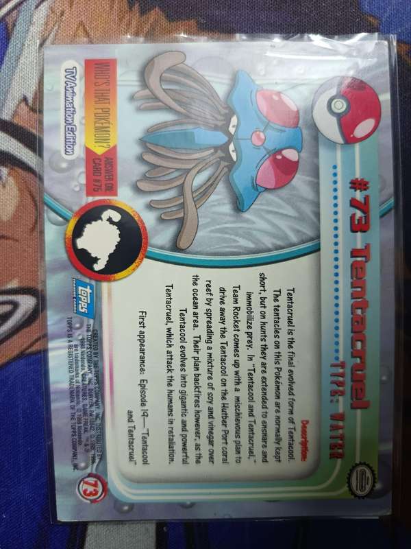 Pokemon Trading Card Game - Tentacruel #73 Pokemon 1999 Topps TV - Vintage