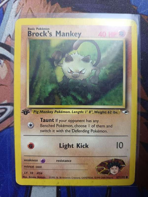 Pokemon Trading Card Game - Brock's Mankey [1st Edition] #67 Pokemon Gym Heroes - Vintage