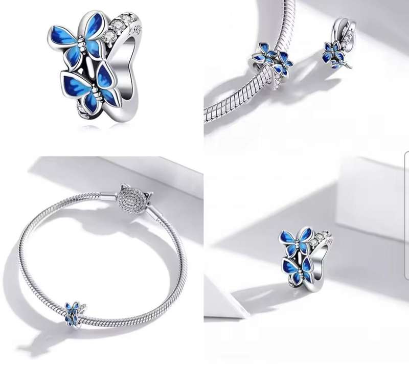 925 Sterling Silver Flying Butterfly Charm