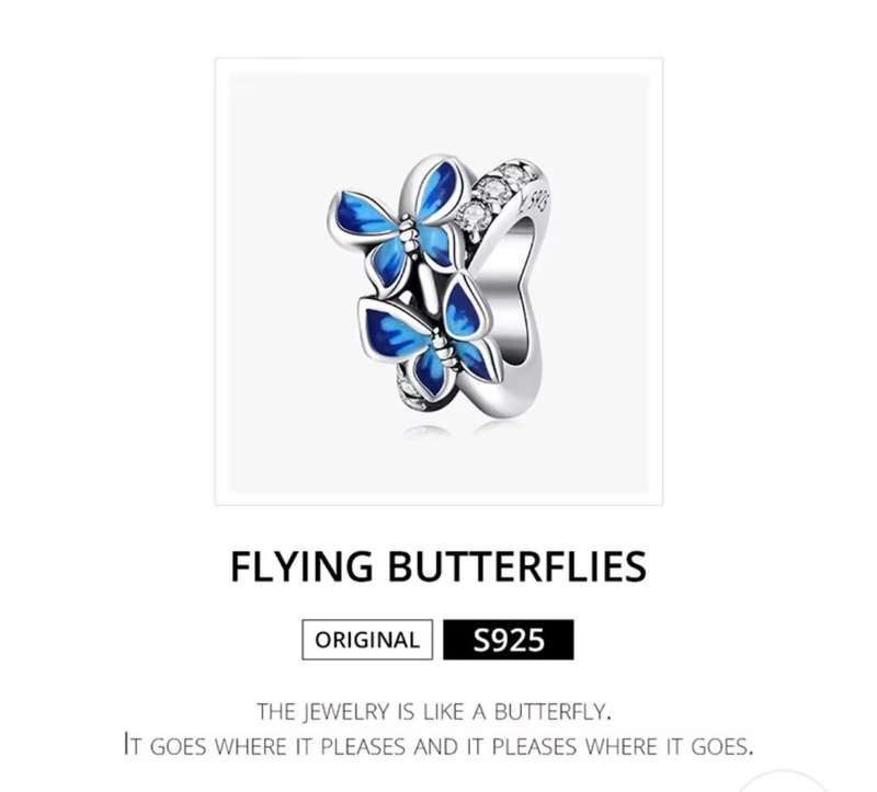 925 Sterling Silver Flying Butterfly Charm