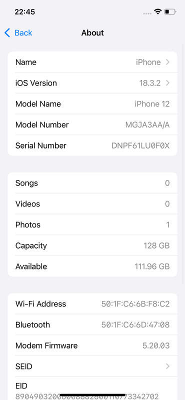 Apple iphone 12 128GB midnight CPO