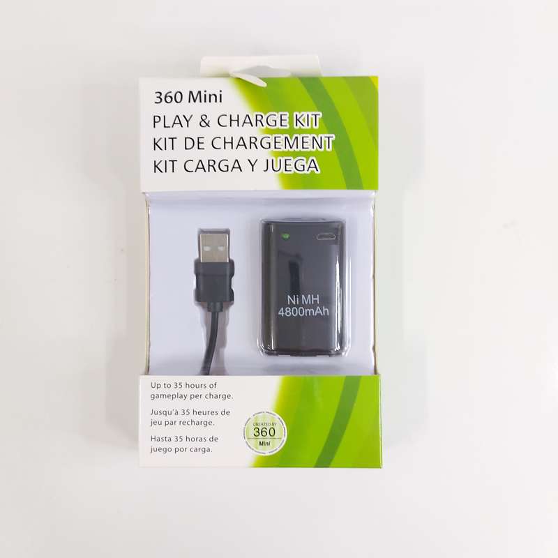 Xbox 360 mini play and charge kit rechargeable - black