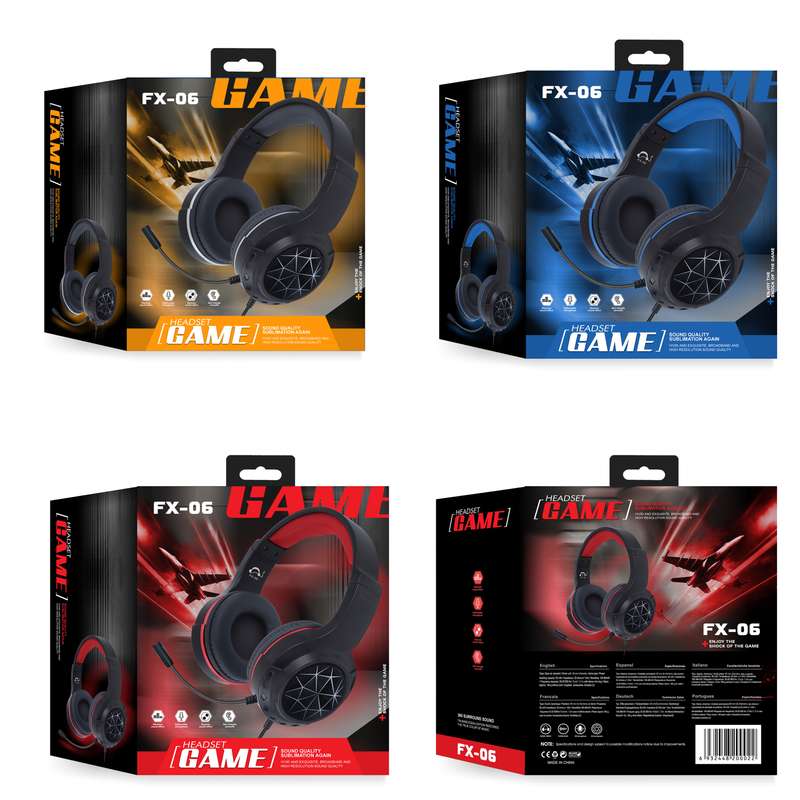 Fx-06 gaming headset with stereo sound compatible with xbox and pc and console - orange, blue, red
