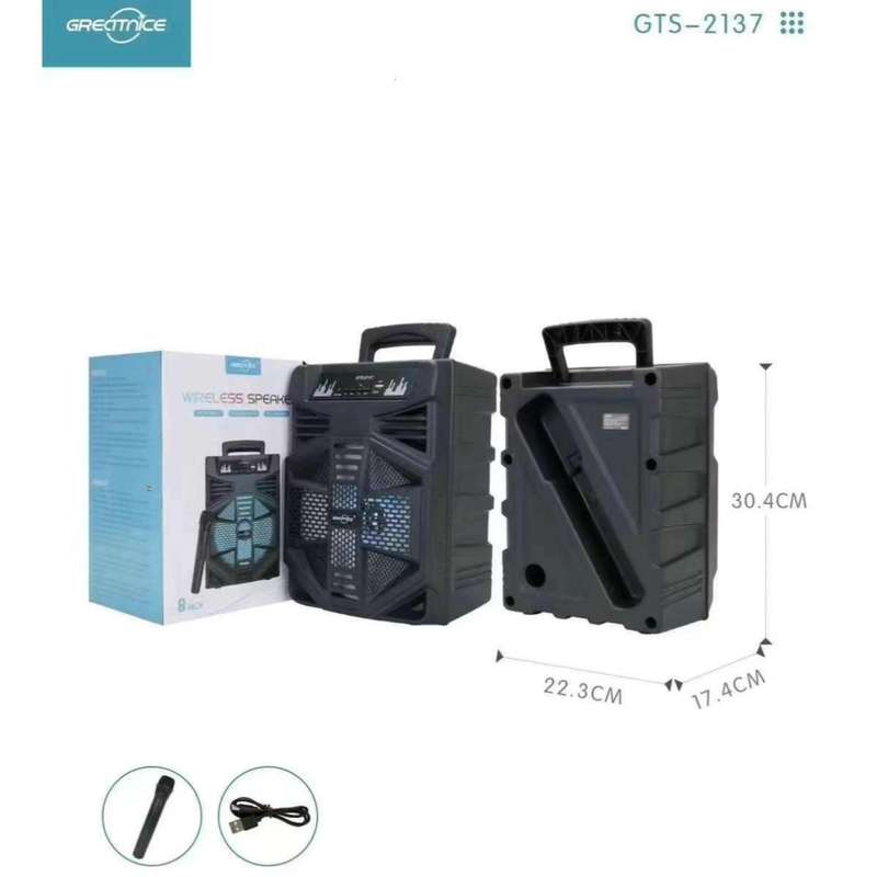 Bluetooth speaker gts2137 with microphone and remote - 8 inch