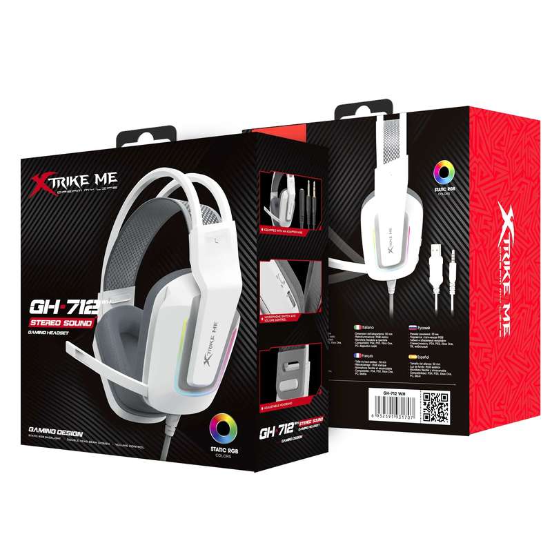 XTRIKE-ME Wired Gaming Headset Model GH-712 - gaming headset RGB - White