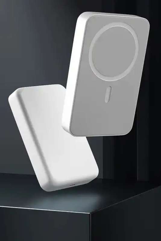 Magnetic wireless power bank 10000mah - magnetic battery pack - white