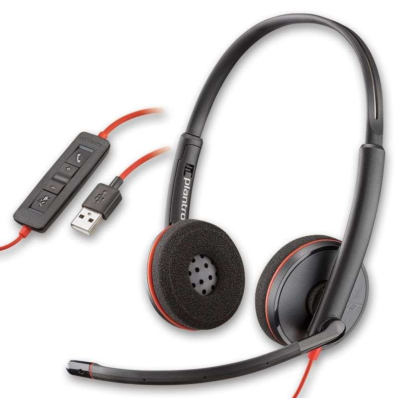 Plantronics - blackwire c3220 - wired dual ear stereo headset with boom mic - Usb-A
