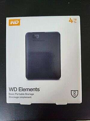 Western Digital 4TB WD Elements Portable Hard Drive Black 2.5` - basically new