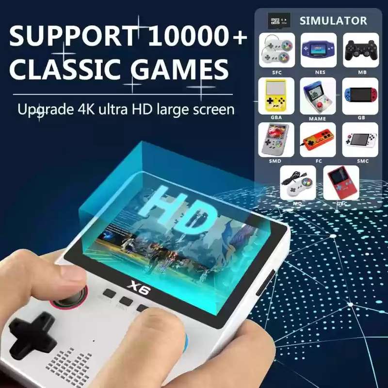 X6 Retro Game Console Built-in 32GB 10000+ Classic Games- Black