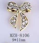 Bowtie Alloy Nail Rhinestone 5pcs - MZH-8106