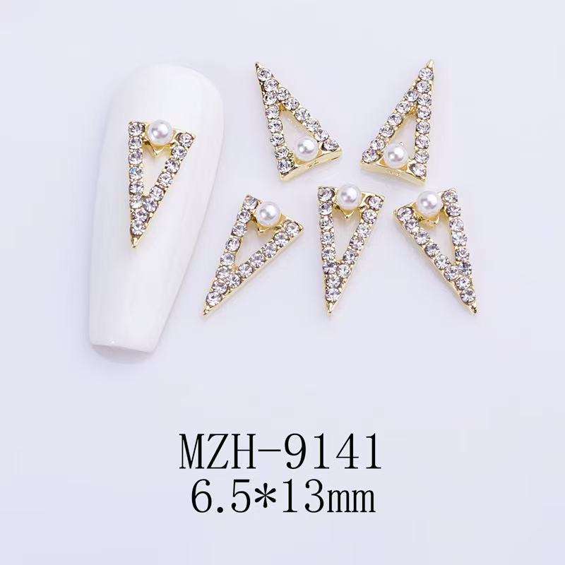 Pearl Triangle Diamonds Rhinestone 5pcs-  MZH-9141