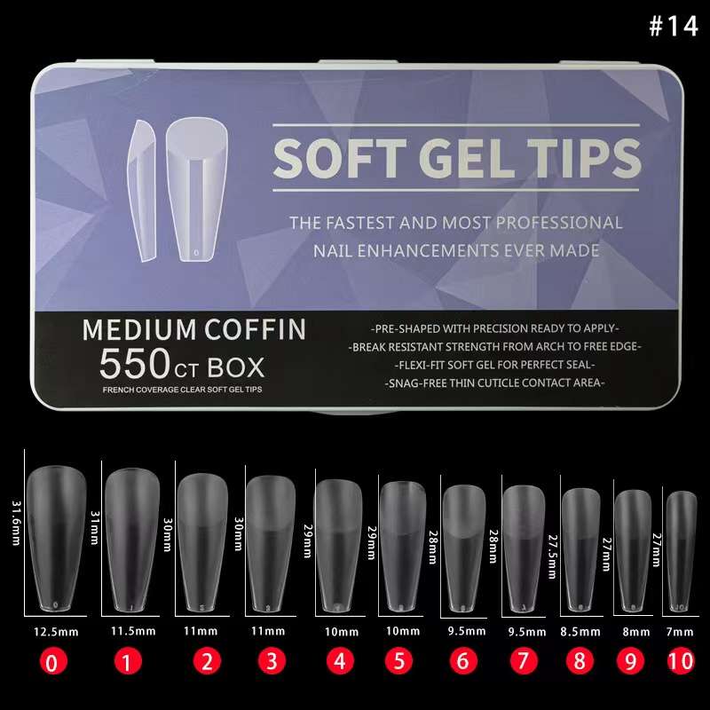 Soft Gel Tips Medium Coffin 550pcs