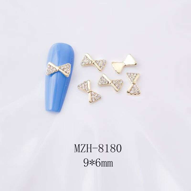 Crown Bowtie Alloy Nail Rhinstone 5pcs-  MZH-8180
