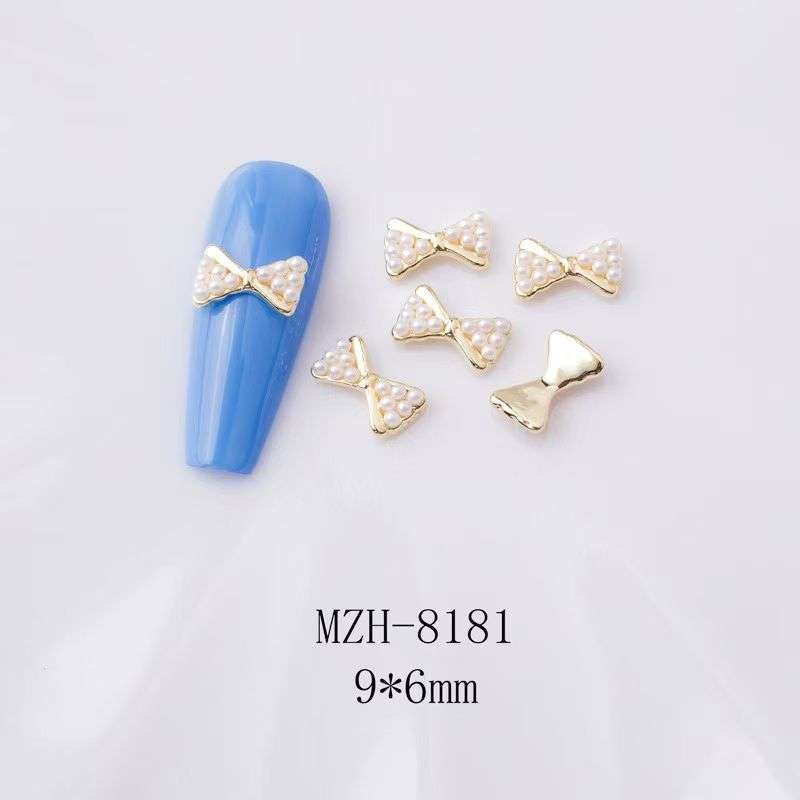 Crown Bowtie Alloy Nail Rhinstone 5pcs-  MZH-8181