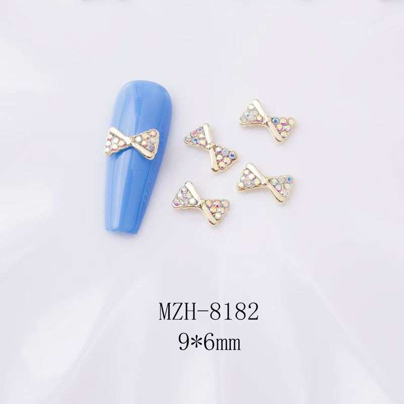 Crown Bowtie Alloy Nail Rhinstone 5pcs-  MZH-8182
