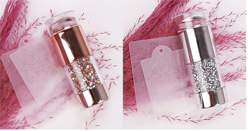 Silicone Diamond Handle Double Heads Stamper 8.5cm -Silver