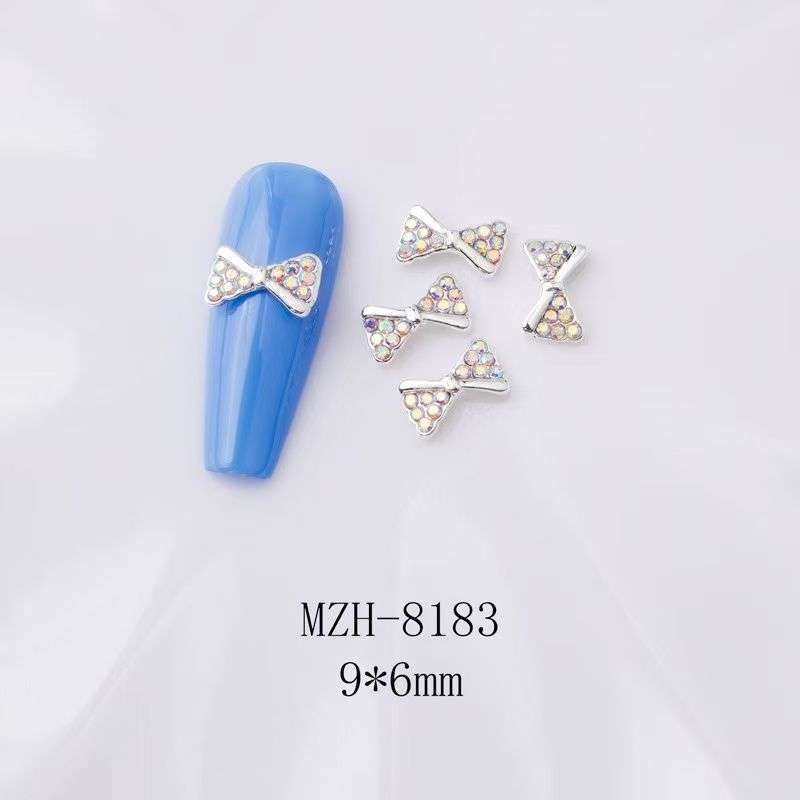 Crown Bowtie Alloy Nail Rhinstone 5pcs-  MZH-8183
