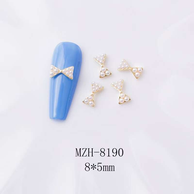 Crown Bowtie Alloy Nail Rhinstone 5pcs-  MZH-8190