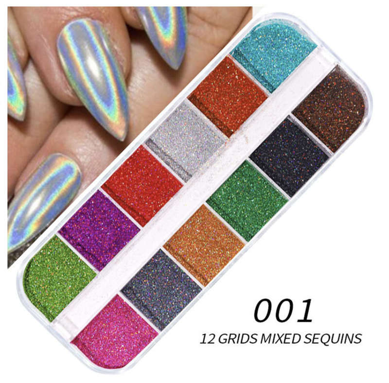 12 Grids Nail lazer Powder Glitter ( glitter spilt in package)