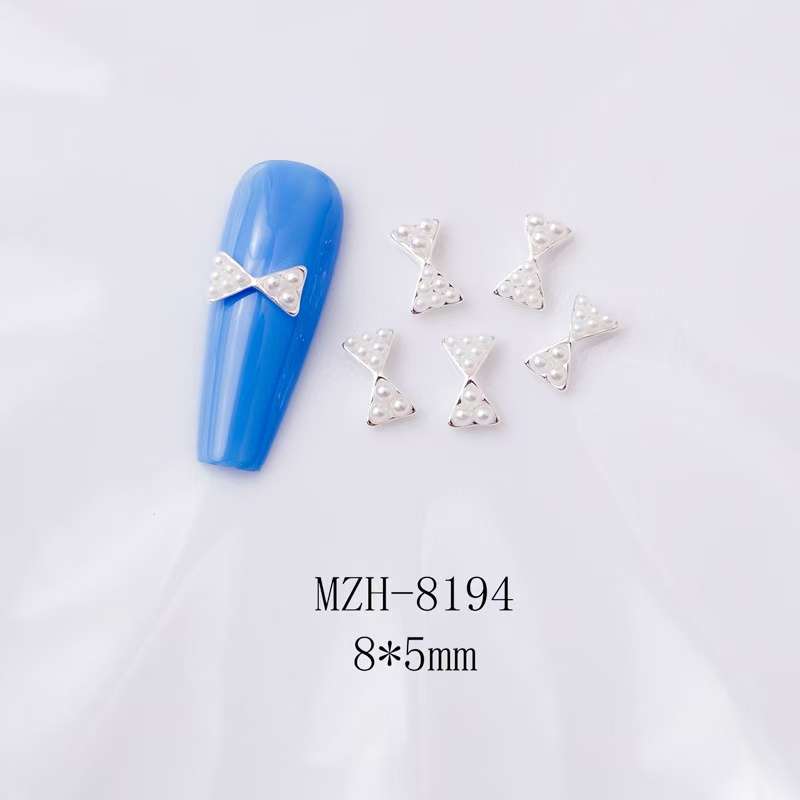 Crown Bowtie Alloy Nail Rhinstone 5pcs-  MZH-8194