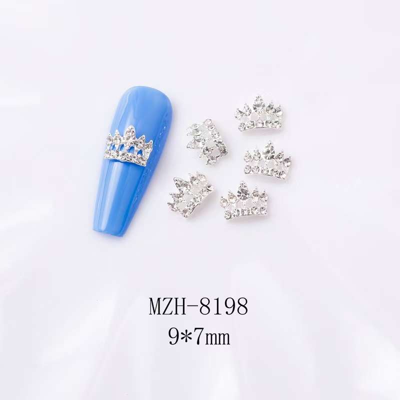 Crown Bowtie Alloy Nail Rhinstone 5pcs-  MZH-8198