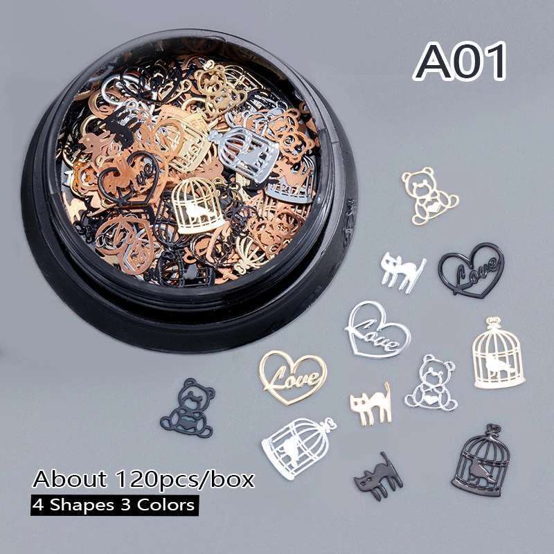 Black Pot 4 shapes Nail Art 120pcs number 1