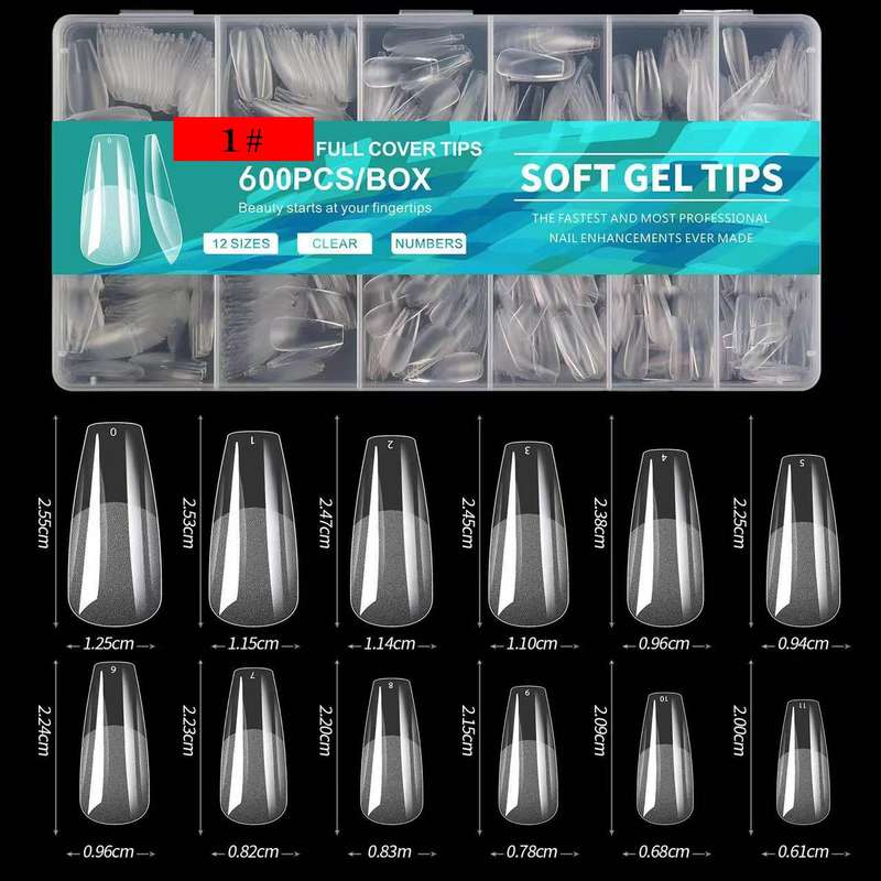 Extra Long Round Gel x Nail Tips 600pcs XXS number 1