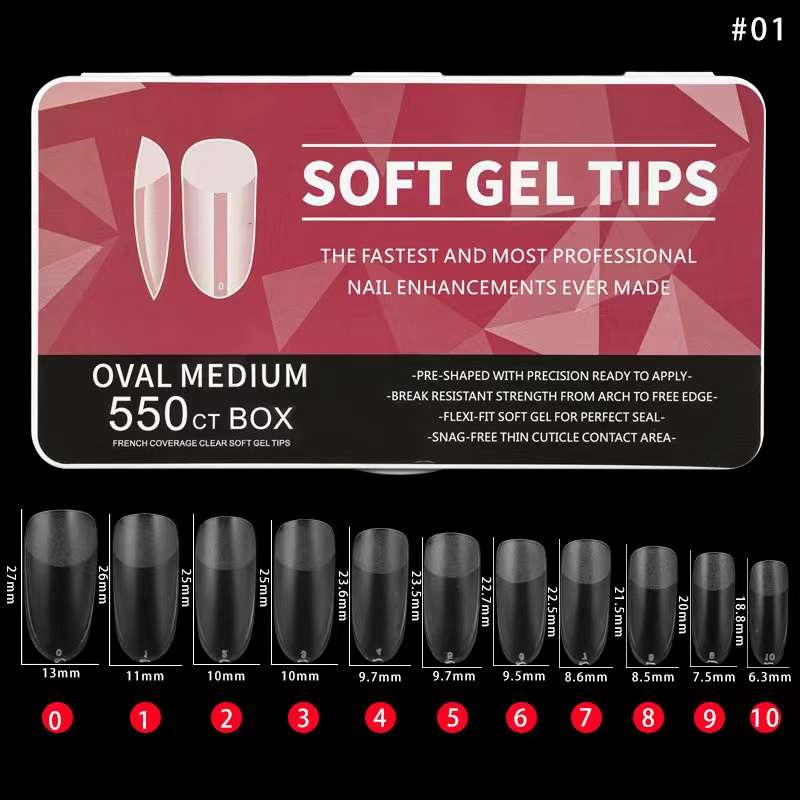 Soft Gel Tips Oval Medium 550pcs