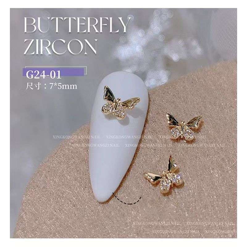 G24 Butterfly Zircon Nail Rhinestone 2pcs - G24-01
