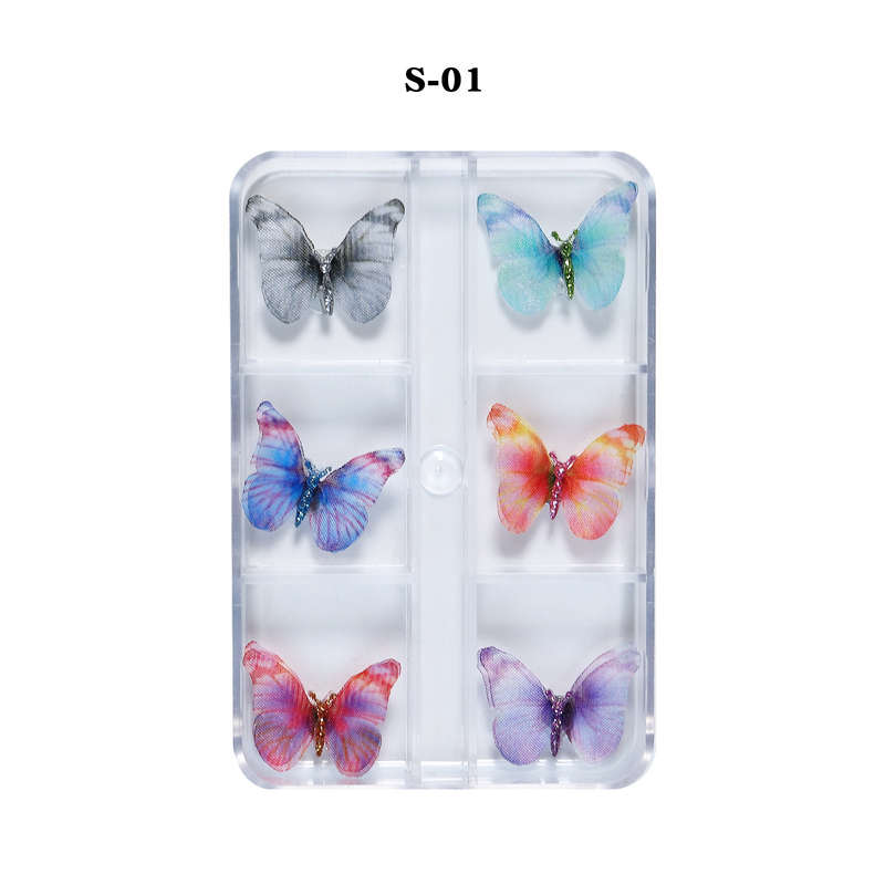 6 Grids 3D Big Butterfly Nail Decoration message box number