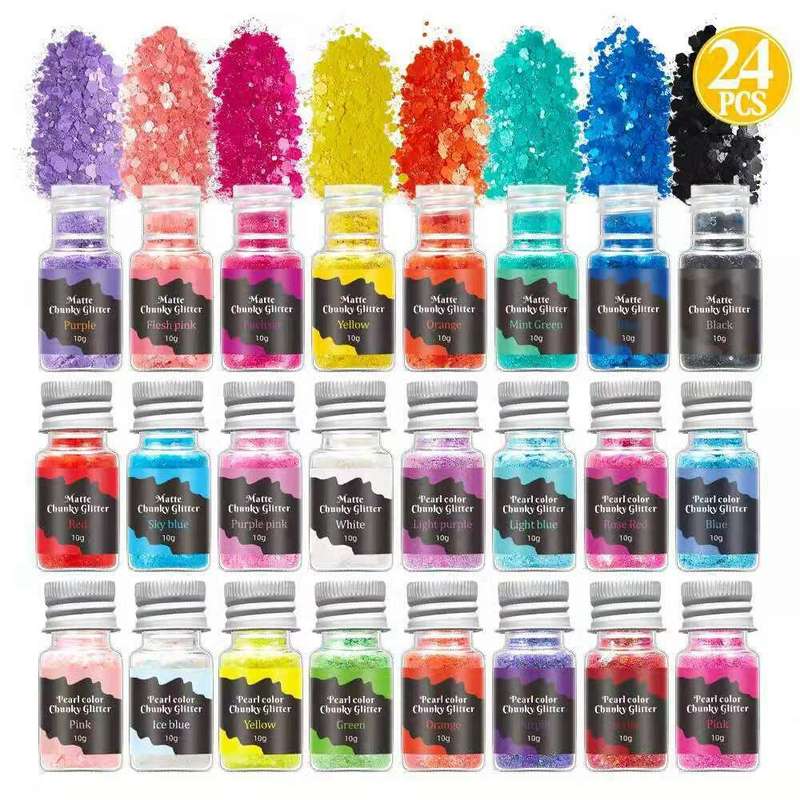 24pcs Matte Chunky Glitter Set