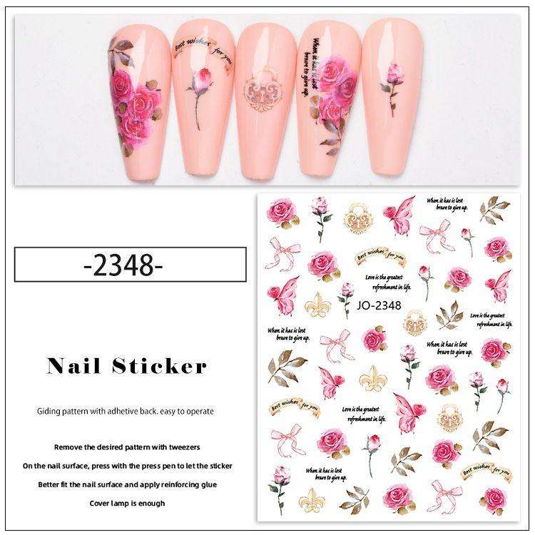 TNA water rose flower nail sticker JO2348-2353 8*10cm -JO-2348