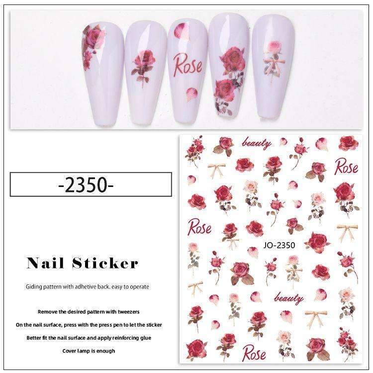 TNA water rose flower nail sticker JO2348-2353 8*10cm -JO-2350