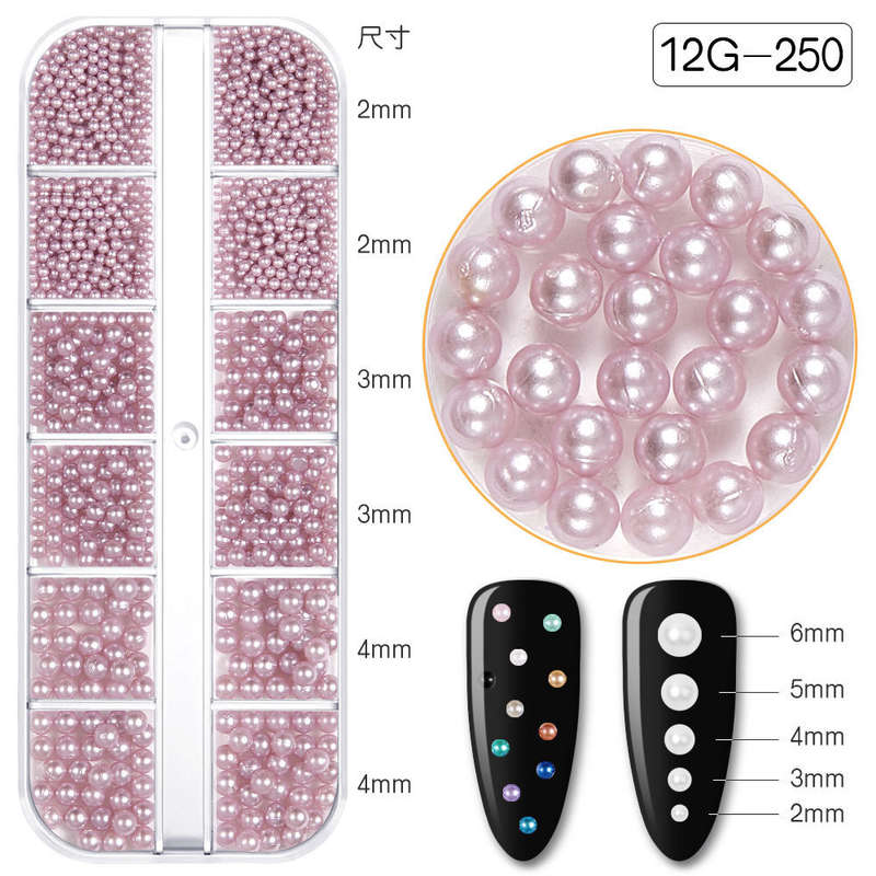 12 Grids Colour Pearl Nail Decoration - 12G250