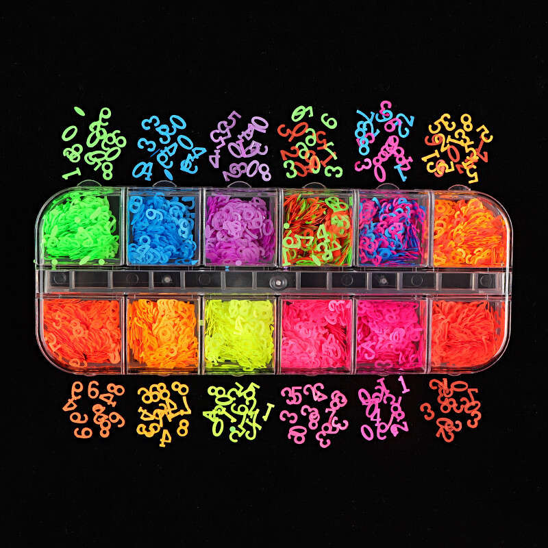 12 Grid Fluorescence Number Nail Decoration