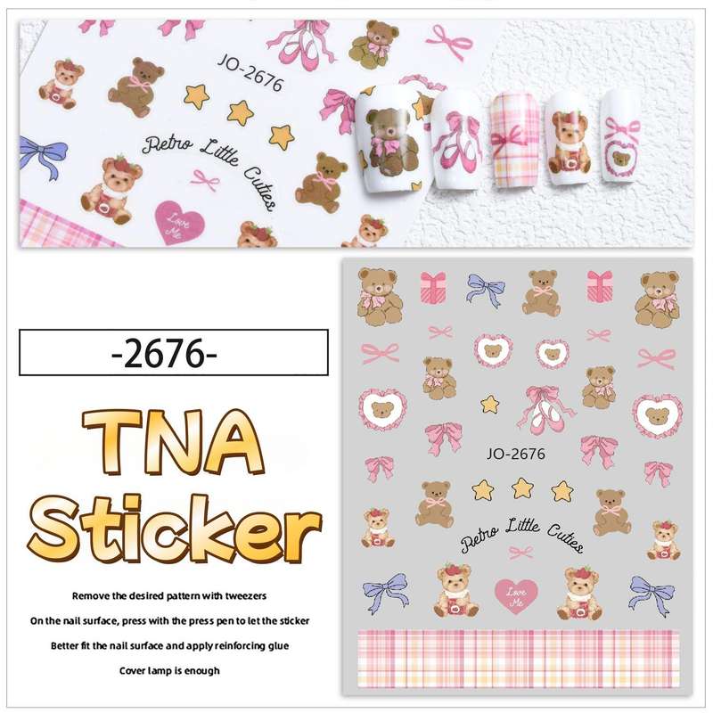 TNA Bear Nail Sticker JO2476-2681 8*10cm -JO-2676